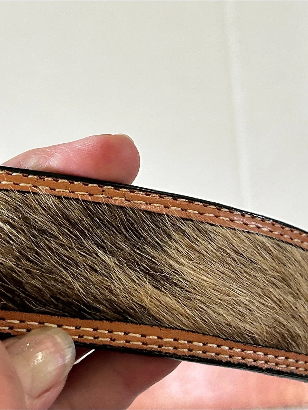 MONTANA SILVERSMITHS VINTAGE WESTERN CALF HAIR COWHIDE LEATHER BELT SZ 32